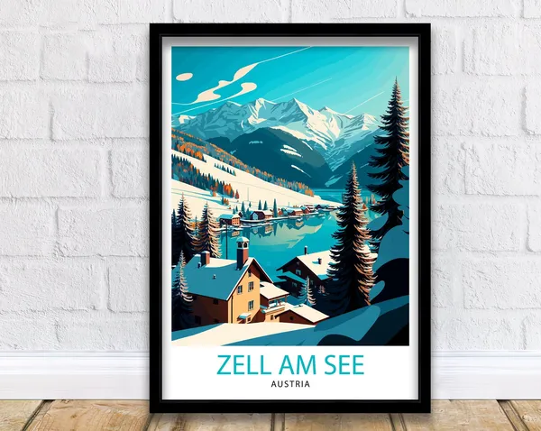 Zell Am See Austria Travel Poster, Wall Decor