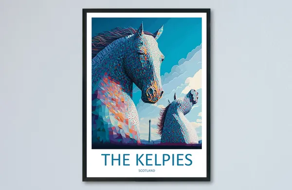The Kelpies Travel Poster, Scotland Wall Art