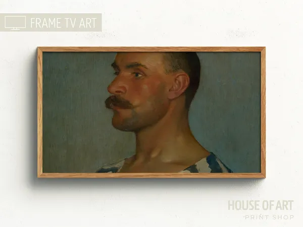 Vintage Portrait of a Man With Moustache Art Print