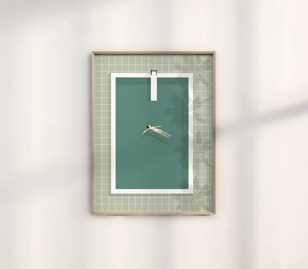 Girl Floating In Pool Aesthetic Beach Art Print