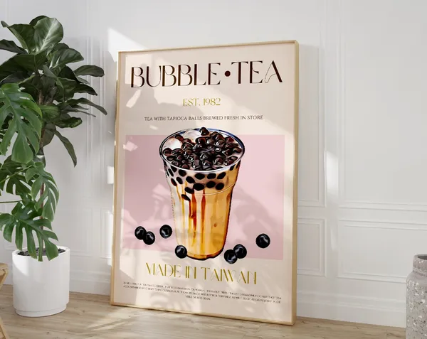 Bubble Tea Retro Exhibition Poster Art Print