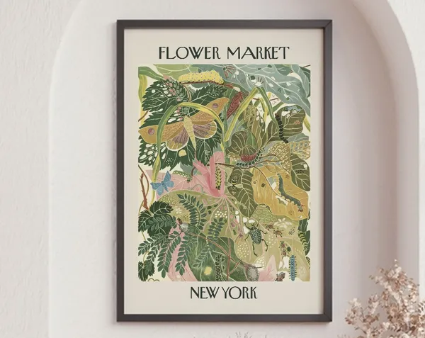 Flower Market New York Vintage Botanical Art Print