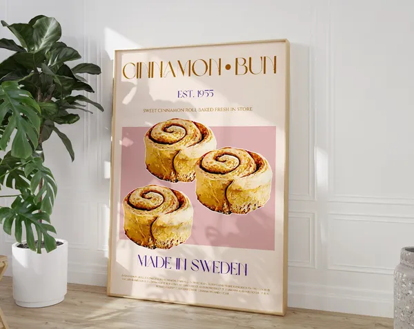 Cinnamon Bun Poster Print, Modern Kitchen Decor