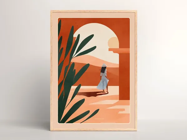 Morocco Minimalist Boho Abstract Wall Art Triptych