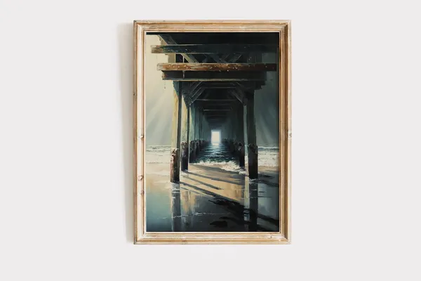 Under The Pier Vintage Beach Pier Art Print