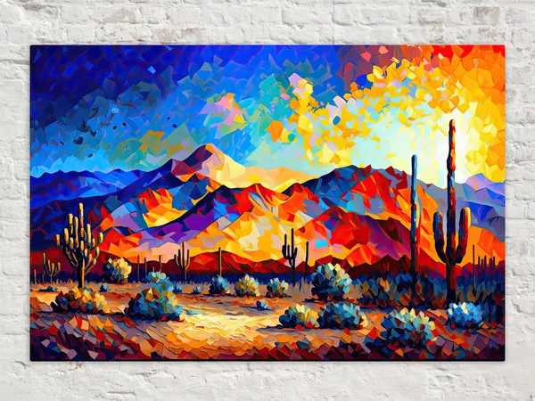 Neon Desert Southwest Landscape, Modern Art Print