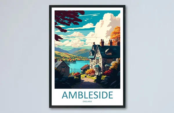 Ambleside Travel Poster, England Art Print