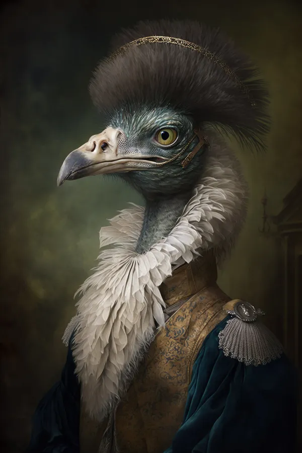 Aristocratic Emu Funny Animal Portrait Art Print