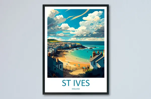 St Ives Travel Poster, England Wall Art Print