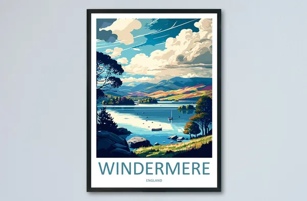 Windermere Travel Poster, England Wall Art