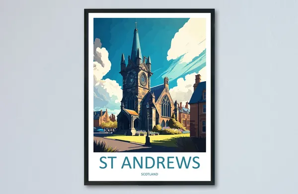 St Andrews Travel Poster, Scotland Place Print