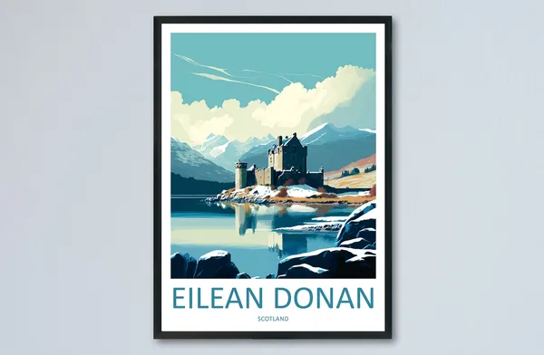 Eilean Donan Travel Poster, Scotland Landmark