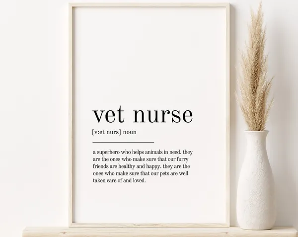 Vet Nurse Definition Print, Minimalist Quote Art