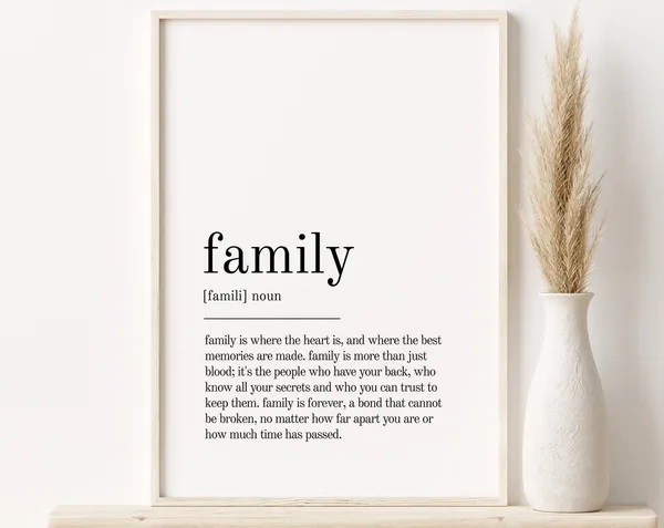 Family Definition Print, Minimalist Modern Art Print
