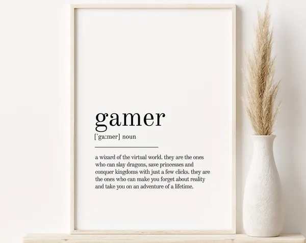 Gamer Definition Minimalist Quote Art Print