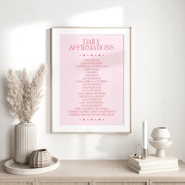 Daily Affirmations Art Print, Self-Love and Positivity