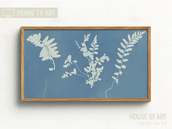 Vintage Flower Cyanotype Botanical Art Print