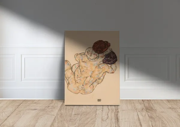 Man and Woman by Egon Schiele, Expressionist Art Print
