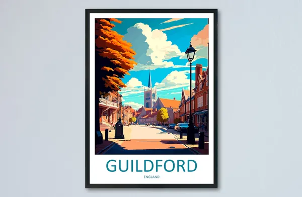Guildford Travel Poster, England Wall Art Print