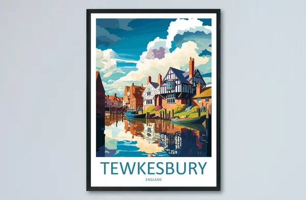 Tewkesbury Travel Poster, England Wall Art