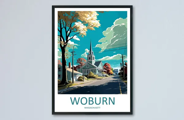 Woburn Travel Poster, Massachusetts Place Art