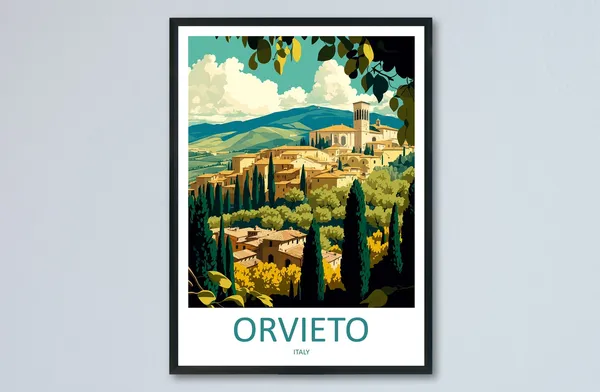 Orvieto Travel Poster, Italy Wall Art