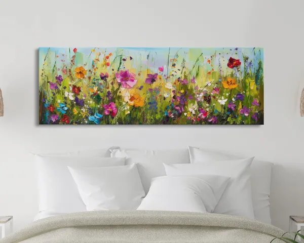 Flower Painting Boho Art Print, Modern Bedroom Decor