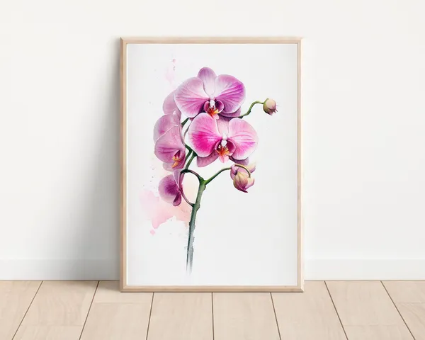 Orchid Watercolor Hawaii Art Print, Boho Minimalist