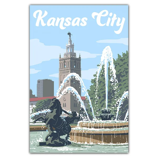 Kansas City Country Club Plaza Postcard Art Print
