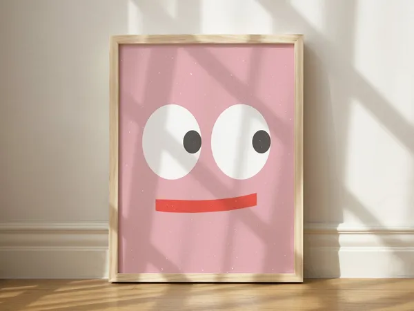 Smiley Face Nordic Print, Playful Wall Art