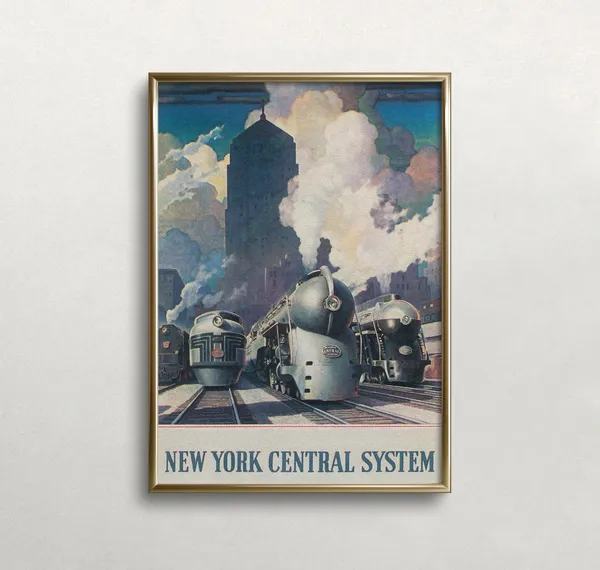 New York Central System Train Vintage Travel Poster