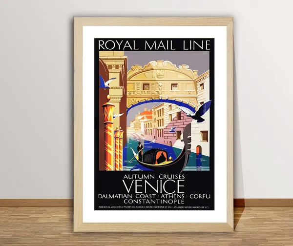 Venice Italy Vintage Travel Poster, Venezia Wall Decor