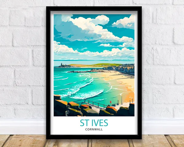 St Ives Cornwall Travel Poster, Place-Inspired Wall Art