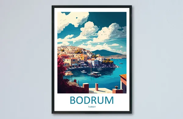 Bodrum Travel Poster, Turkey Wall Decor