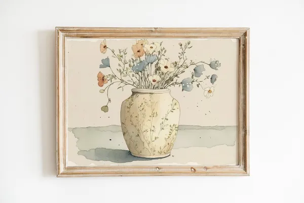 Floral Chinoiserie Art Print, Artsy Kitchen Poster