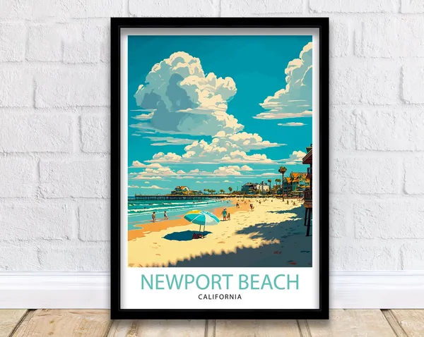Newport Beach California Travel Print, Illustration