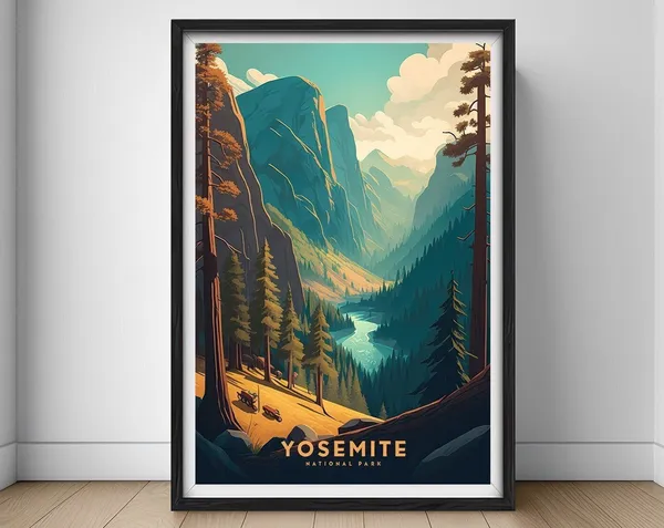 Yosemite Park Travel Poster, National Park Art Print