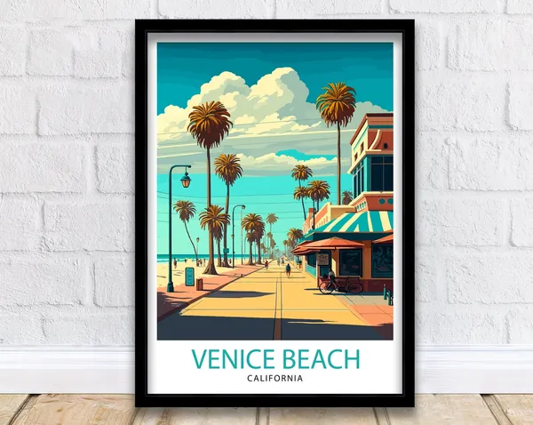 Venice Beach California Travel Poster, Home Decor