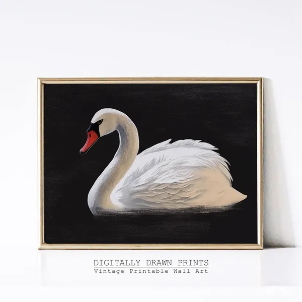 White Swan Vintage Spring Painting Art Print