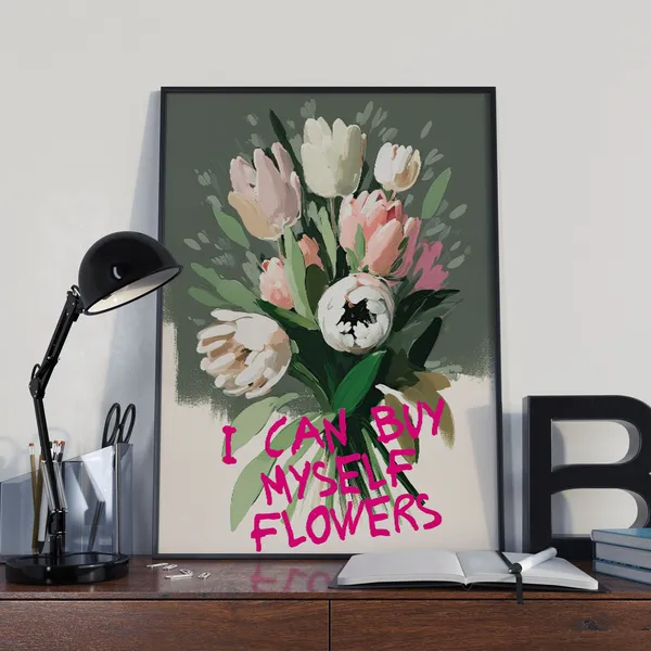 Feminist Tulip Illustration Typography Art Print