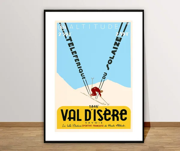 Val Disere Savoie France Vintage Ski Travel Poster