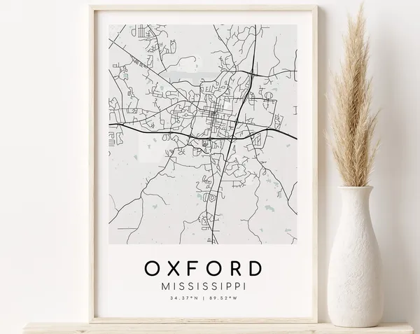 Oxford Mississippi Minimalist City Map Art Print