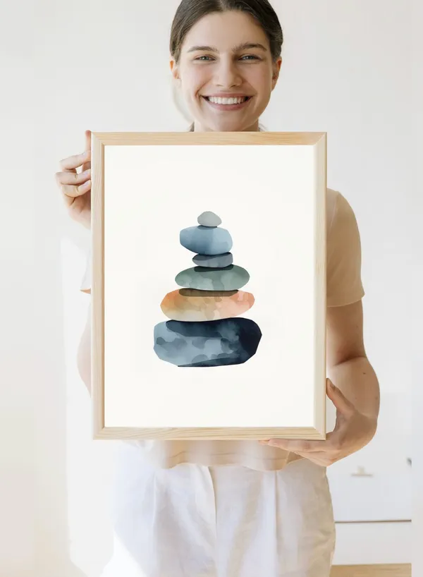 Lake Superior Stones Art Balance Print, Minnesota