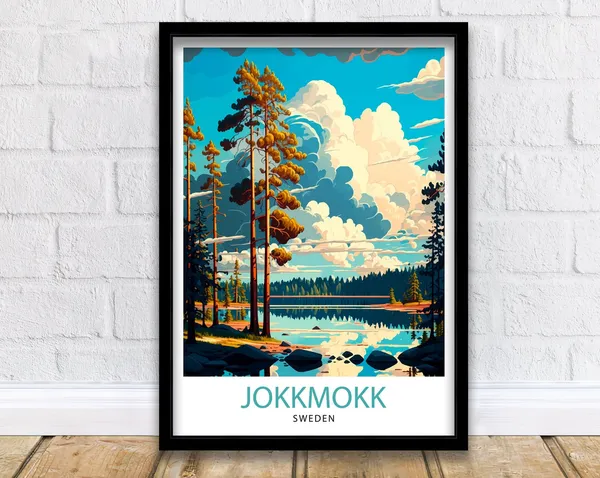 Jokkmokk Sweden Travel Poster, Europe Wall Art