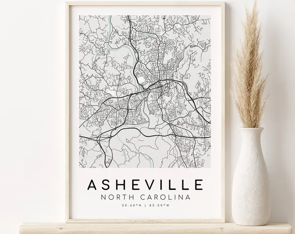 Asheville City Map North Carolina Minimalist Art Print