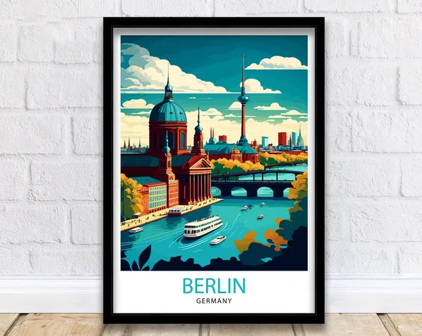 Berlin Germany Travel Poster, Berlin Wall Decor