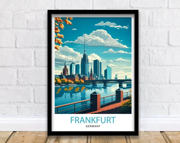 Frankfurt Germany Travel Poster, Home Living Decor