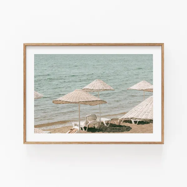 Umbrella Beach Art Print, Coastal Summer Decor