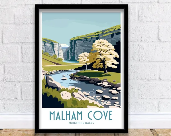 Malham Cove Travel Poster, Yorkshire Dales Art Print