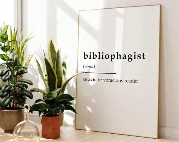 Bibliophagist Quote Art Print, Book Nook Decor